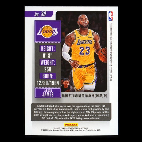LeBron James 2018-19 Contenders Lakers
