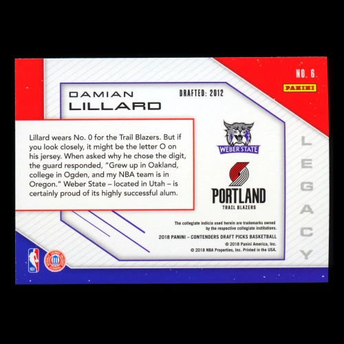 Damian Lillard 2018 Contenders Draft Picks Legacy Trail Blazers