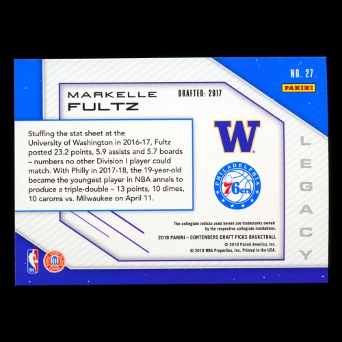 Markelle Fultz 2018 Contenders Draft Picks Legacy 76ers
