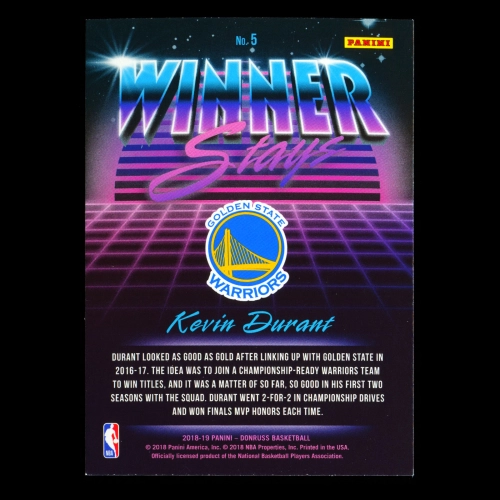 Kevin Durant 2018-19 Donruss Winner Stays Warriors