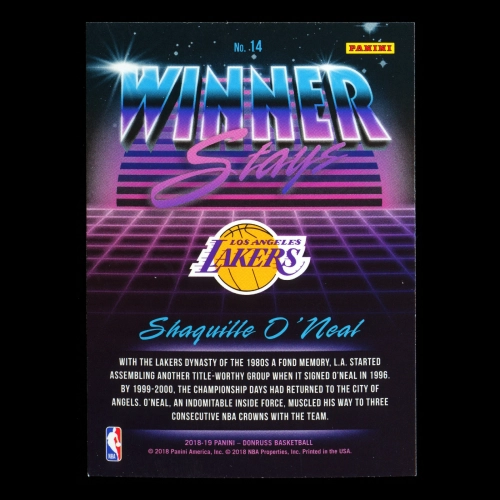Shaquille O'Neal 2018-19 Donruss Winner Stays Lakers