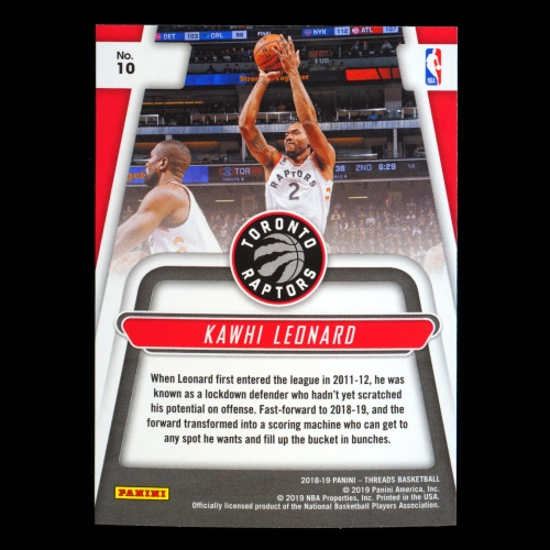 Kawhi Leonard 2018-19 Panini Threads Automatic Raptors