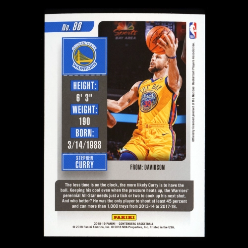 Stephen Curry 2018-19 Panini Contenders Warriors