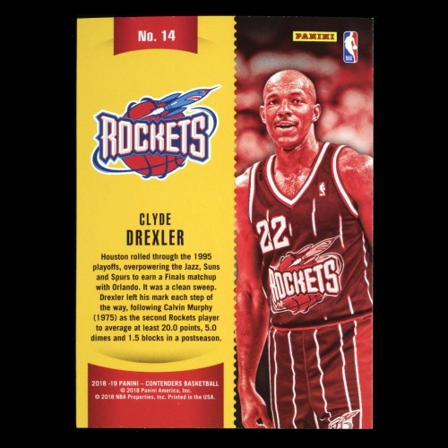Cylde Drexler 2018-19 Panini Contenders Winning Tickets Rockets