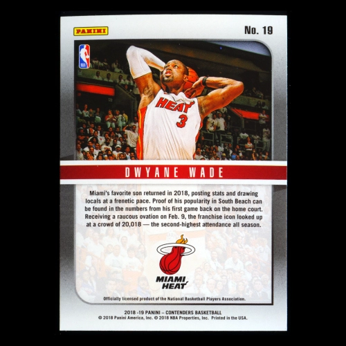 Dwyane Wade 2018-19 Panini Contenders Hall of Fame Contenders Heat