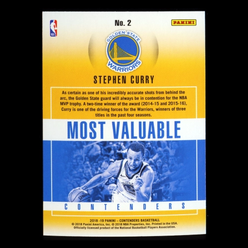 Stephen Curry 2018-19 Panini Contenders Most Valuable Contenders Warriors