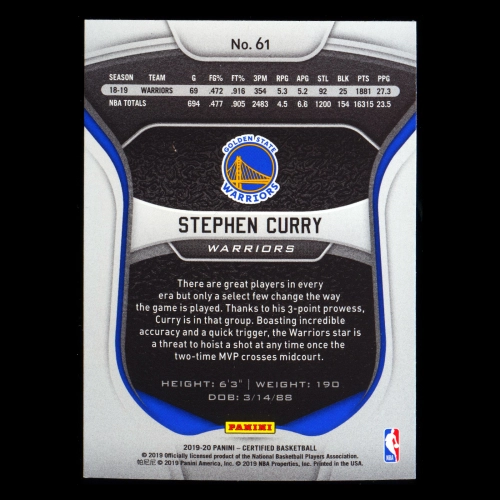 Stephen Curry 2019-20 Certified Warriors
