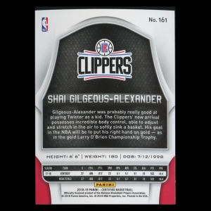 Shai Gilgeous-Alexander RC 2018-19 Certified Rookie Clippers