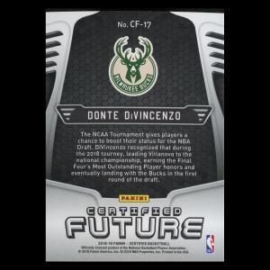Donte DiVincenzo RC 2018-19 Certified Future Rookie Bucks