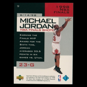 Michael Jordan 1998-99 UD Choice NBA Finals Shots Bulls #9 
