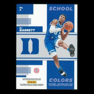 RJ Barrett RC 2019 Contenders Draft Picks Rookie School Colors Blue Devils/Knicks