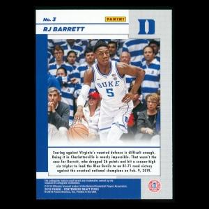 RJ Barrett RC 2019 Contenders Draft Picks Rookie Game Day Ticket Blue Devils/Knicks