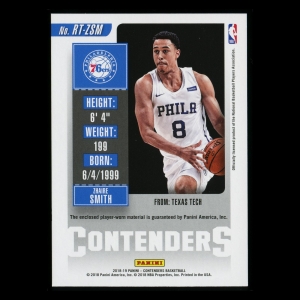 Zhaire Smith 2018-19 Contenders Rookie Ticket Swatches 76ers