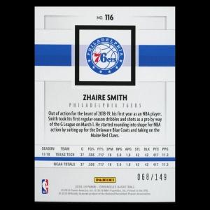 Zhaire Smith RC 2018-19 Chronicles Red Rookie 76ers
