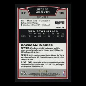 George Gervin 2008-09 Bowman Chrome Refractor Blue Spurs 81/99