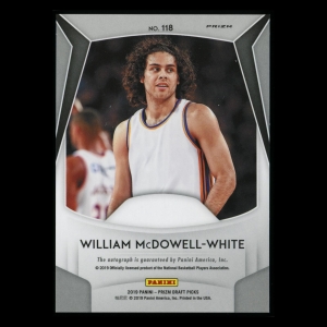 William McDowell-White RC 2019-20 Prizm Draft Picks Silver Rookie Auto Breakers