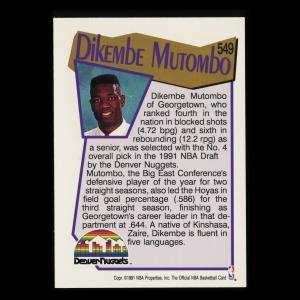 Dikembe Mutombo RC 1991-92 Hoops Rookie Nuggets