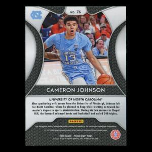 Cameron Johnson RC 2019-20 Prizm Draft Picks Rookie Tar Heels | Suns