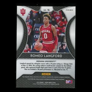 Romeo Langford RC 2019-20 Prizm Draft Picks Silver Rookie Hoosiers | Celtics