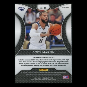 Cody Martin RC 2019-20 Prizm Draft Picks Blue Rookie Wolf Pack | Hornets
