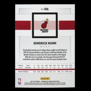 Kendrick Nunn RC 2019-20 Chronicles Panini Rookie Heat