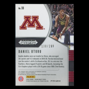 Daniel Oturu RC 2020-21 Prizm Draft Picks Red Rookie Gophers | Clippers 138/299