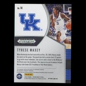 Tyrese Maxey RC 2020-21 Prizm Draft Picks Hyper Wildcats | 76ers
