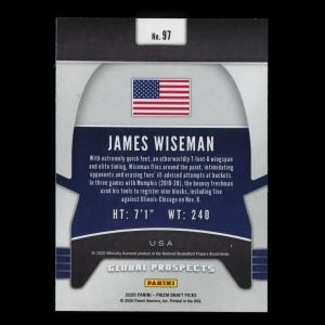 James Wiseman RC 2020-21 Prizm Draft Picks USA Global Prospects Tigers | Warriors