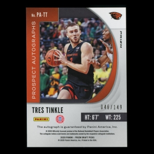Tres Tinkle RC 2020-21 Prizm Draft Picks Prospect Blue Auto Beavers | Raptors 905 46/149