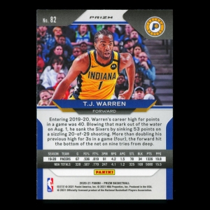 T.J. Warren 2020-21 Prizm Red White & Blue Pacers