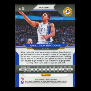 Malcolm Brogdon 2020-21 Prizm Pink Ice Pacers