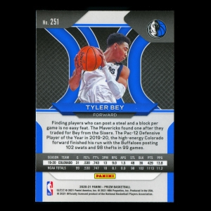 Tyler Bey RC 2020-21 Prizm Rookie Mavericks
