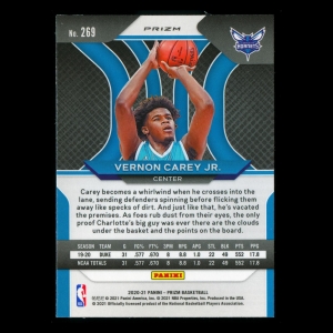 Vernon Carey Jr. RC 2020-21 Prizm Pink Ice Rookie Hornets