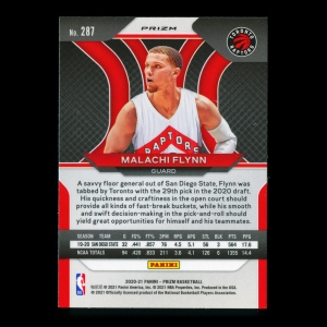 Malachi Flynn RC 2020-21 Prizm Silver Rookie Raptors