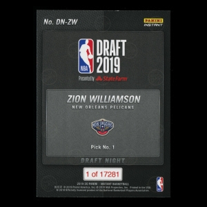 Zion Williamson 2019-20 Panini Instant Draft Night Pelicans /17281