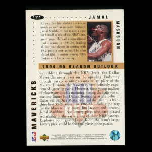 Jamal Mashburn 1994-95 Collector's Choice Silver Signature Tip Offs Mavericks