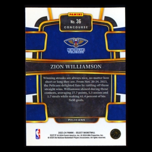 Zion Williamson 2023-24 Select Blue Pelicans