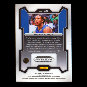 Melvin Ajinca RC 2024-25 Panini Prizm Draft Picks Rookie Phoenix