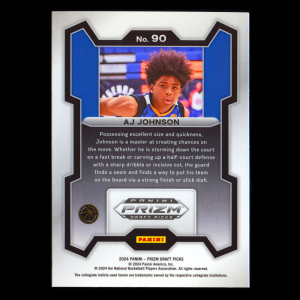 AJ Johnson RC 2024-25 Panini Prizm Draft Picks Rookie Dragons