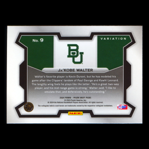 Ja'Kobe Walter RC 2024-25 Panini Prizm Draft Picks Variation Rookie Bears