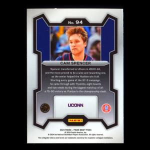 Cam Spencer RC 2024-25 Panini Prizm Draft Picks Rookie Huskies