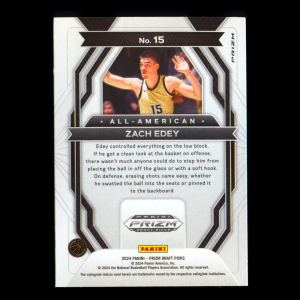 Zach Edey RC 2024-25 Prizm Draft Picks All-American Purple Wave Boilermakers