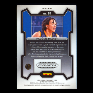 Pacome Dadiet RC 2024-25 Panini Prizm Draft Picks Green Rookie Germany