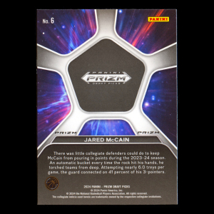 Jared McCain RC 2024-25 Prizm Draft Picks Deep Space Silver Rookie Blue Devils