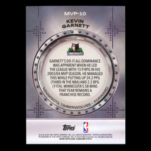 Kevin Garnett 2025-26 Topps MVP Valut Timberwolves