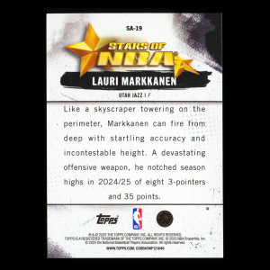 Lauri Markkanen 2025-26 Topps Stars of the NBA Jazz