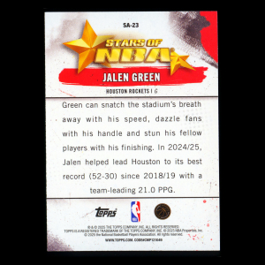 Jalen Green 2025-26 Topps Stars of the NBA Blue Rainbow Rockets 111/150