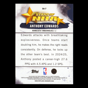 Anthony Edwards 2025-26 Topps Stars of the NBA Timberwolves