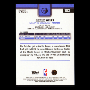 Jaylen Wells 2025-26 Topps All-Rookie Team Grizzlies
