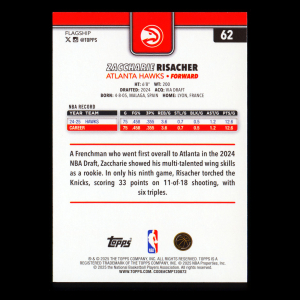 Zaccharie Risacher 2025-26 Topps All-Rookie Team Hawks